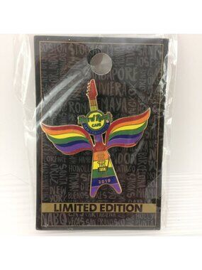 Hard Rock Cafe San Francisco Rainbow Gay Pride Flying Guitar Pin Limited Edition
